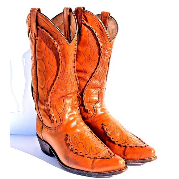 Men\'s Size 8 Dan Post 6678 Deertan Buck Lace Brown Leather Cowboy Boots main image 10